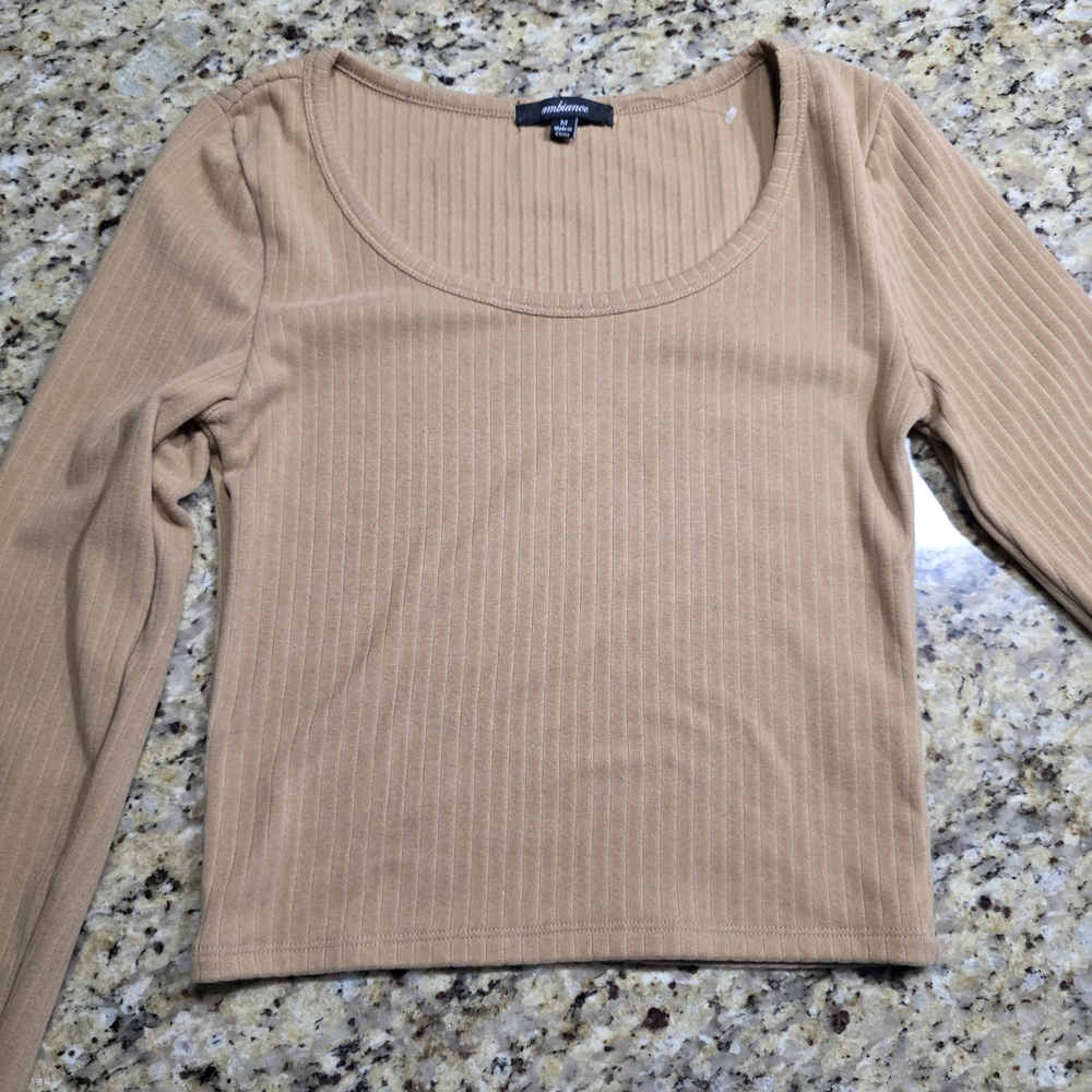 Forever 21 Camel Ribbed Crop Top